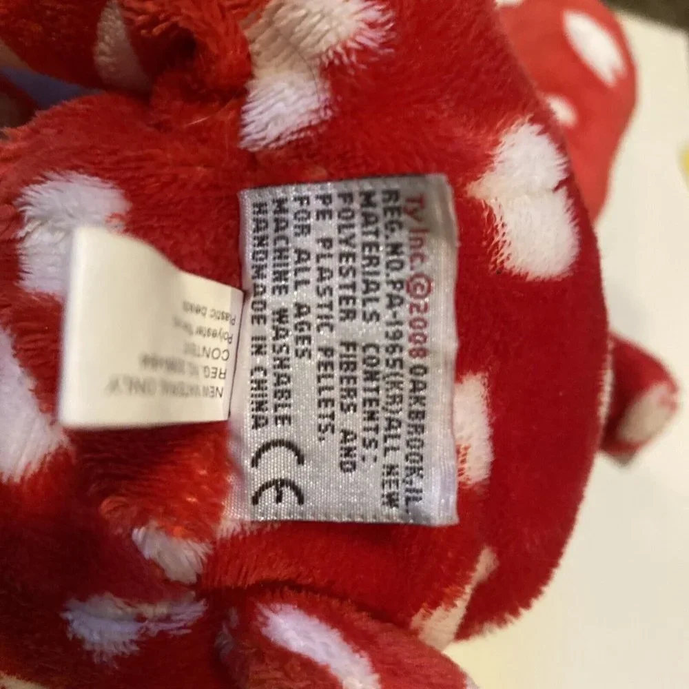 Ty Pluffies Plush Red White Hearts Dreamy Puppy Dog W/ Tags Tylux - Picture 8 of 8